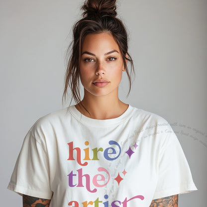 Hire the Artist Care & Resist rainbow Comfort Colors tee, White