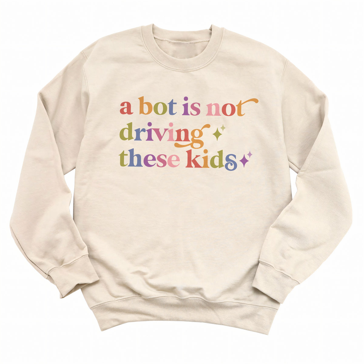 A Bot is not Driving These Kids Care & Resist Gildan crewneck sweatshirt in Sand