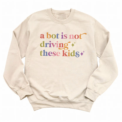 A Bot is not Driving These Kids Care & Resist Gildan crewneck sweatshirt in Sand