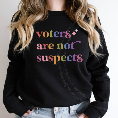 Voters are not Suspects Care & Resist Gildan crewneck sweatshirt in Black