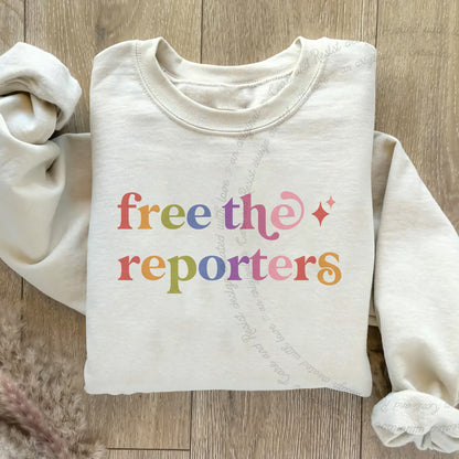 Free the Reporters Care & Resist Gildan crewneck sweatshirt in Sand
