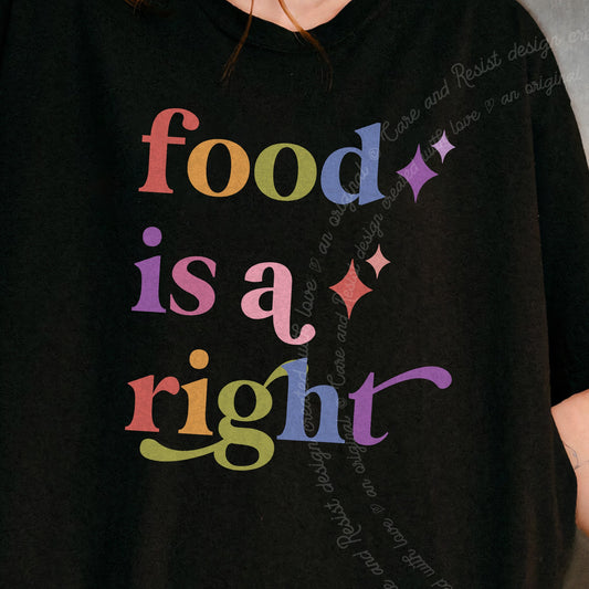 Food is a Right Care & Resist progressive t-shirt in Black