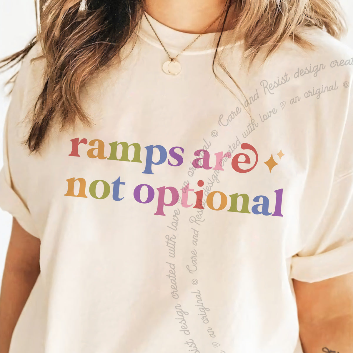 Ramps are not Optional Care & Resist progressive t-shirt in Ivory