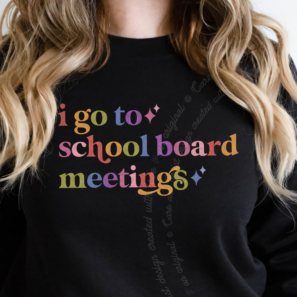 I Go to School Board Meetings Care & Resist Gildan crewneck sweatshirt in Black