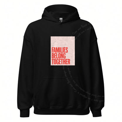 Families Belong Together Red Pink Care & Resist Gildan hoodie in Black
