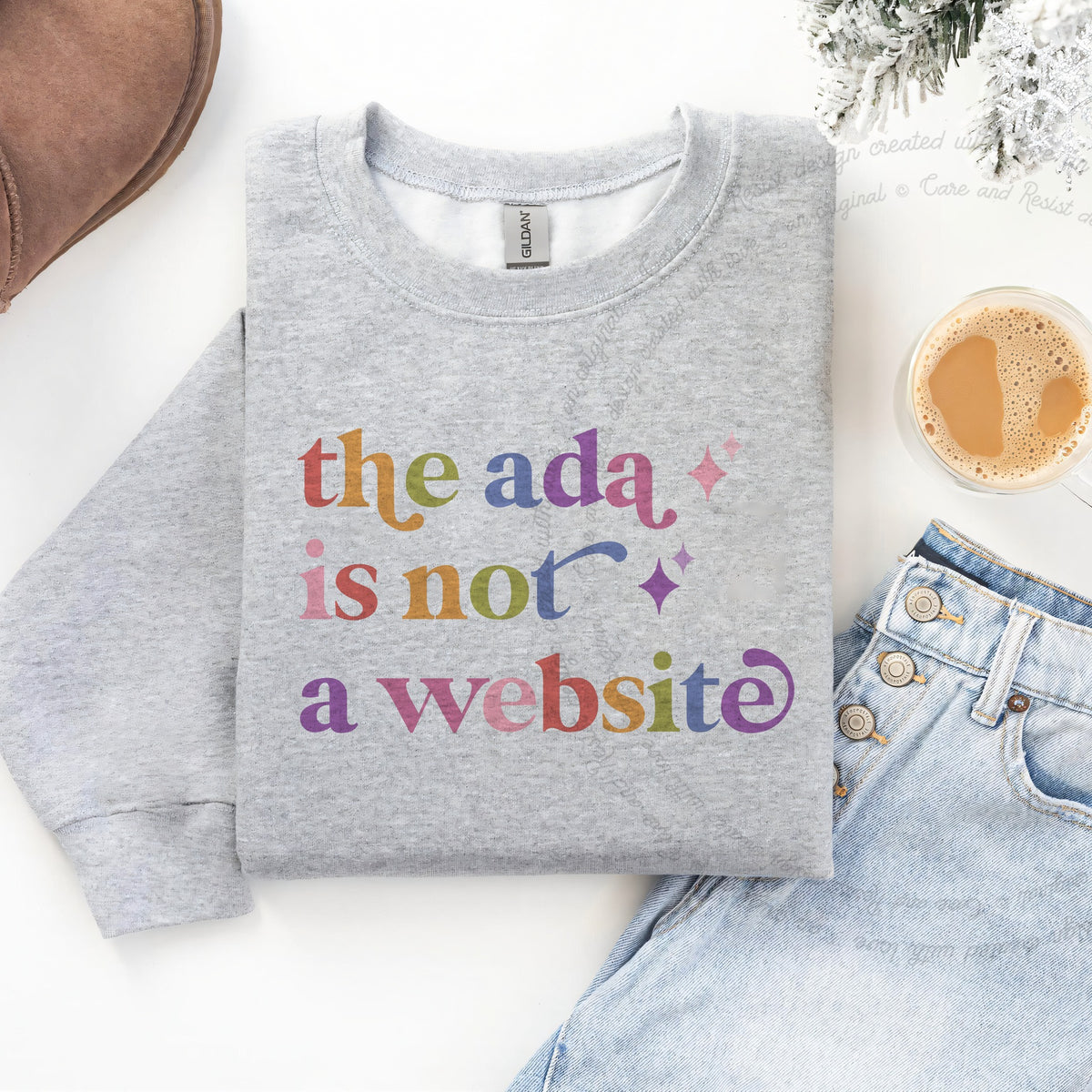 The Ada is not a Website Care & Resist Gildan crewneck sweatshirt in Sport Grey
