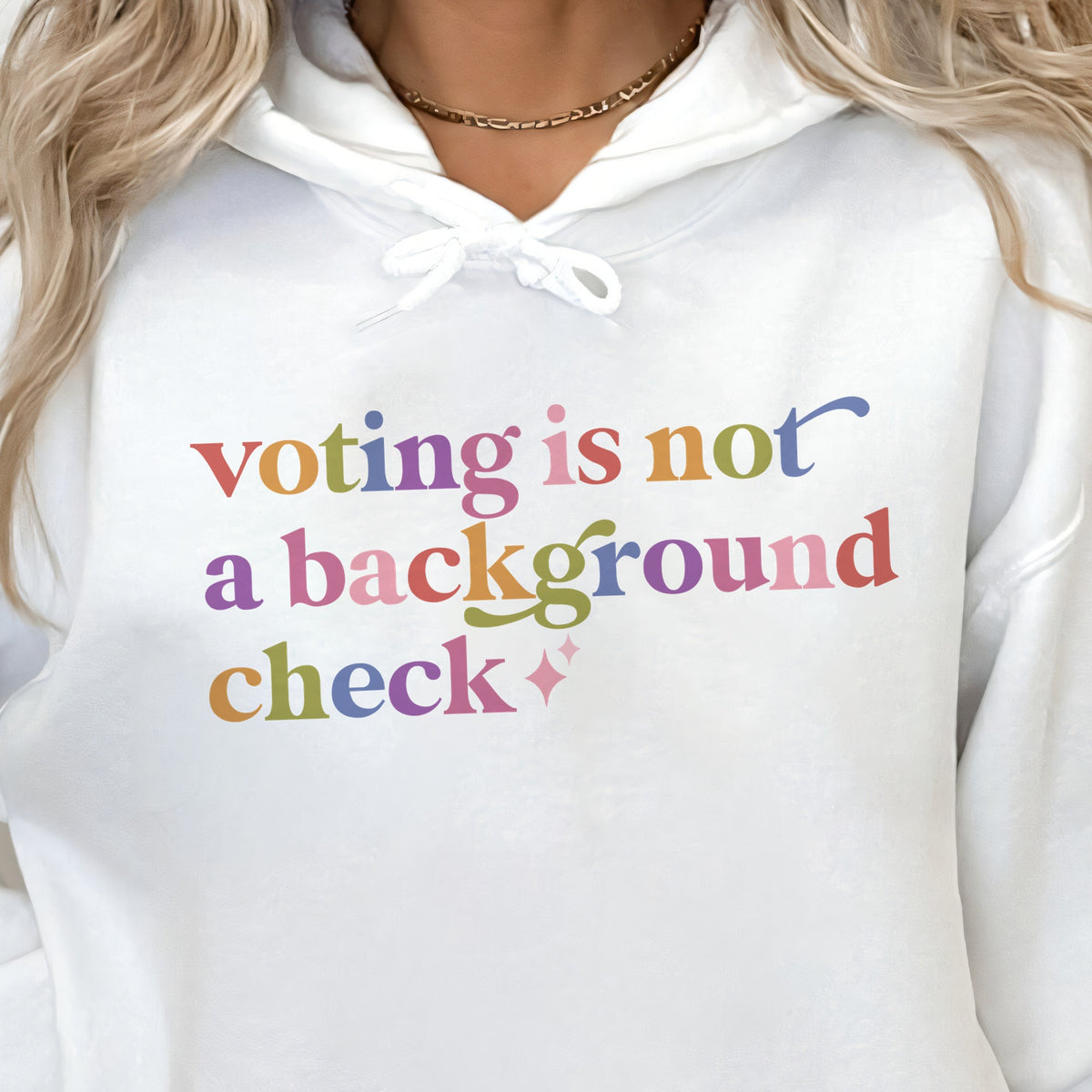 Voting is not a Background Check Care & Resist Gildan hoodie in White