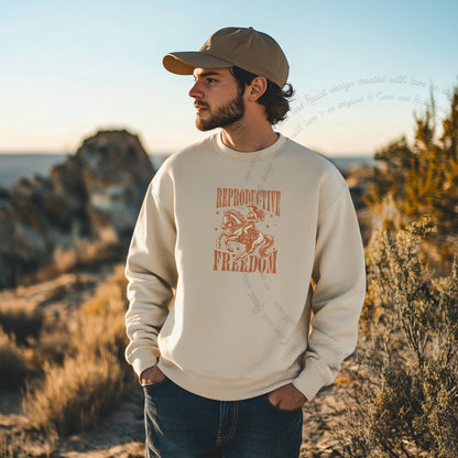 Reproductive Freedom Care & Resist Gildan crewneck sweatshirt in Sand