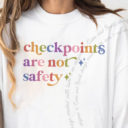 Checkpoints are not Safety Care & Resist progressive t-shirt in White