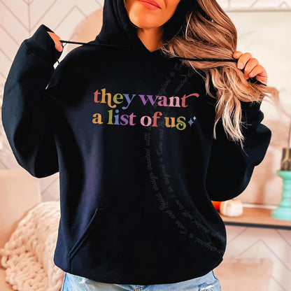 They Want a List of Us Care & Resist Gildan hoodie in Black