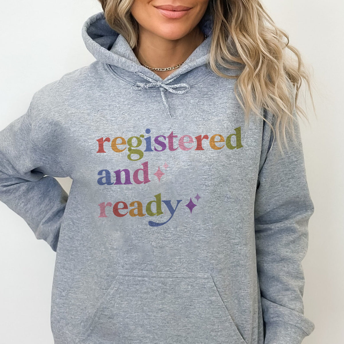 Registered and Ready Care & Resist Gildan hoodie in Sport Grey