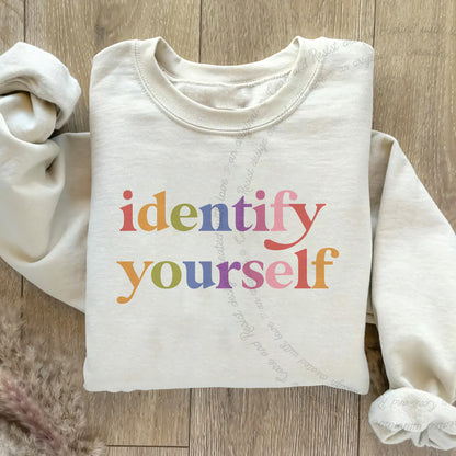 Identify Yourself Care & Resist Gildan crewneck sweatshirt in Sand