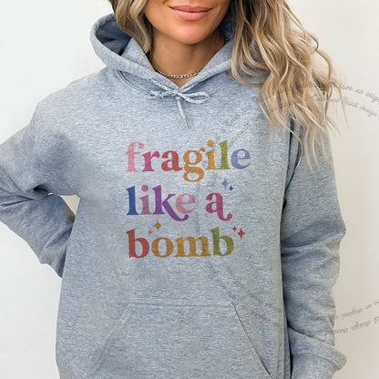 Fragile Like a Bomb Care & Resist Gildan hoodie in Sport Grey