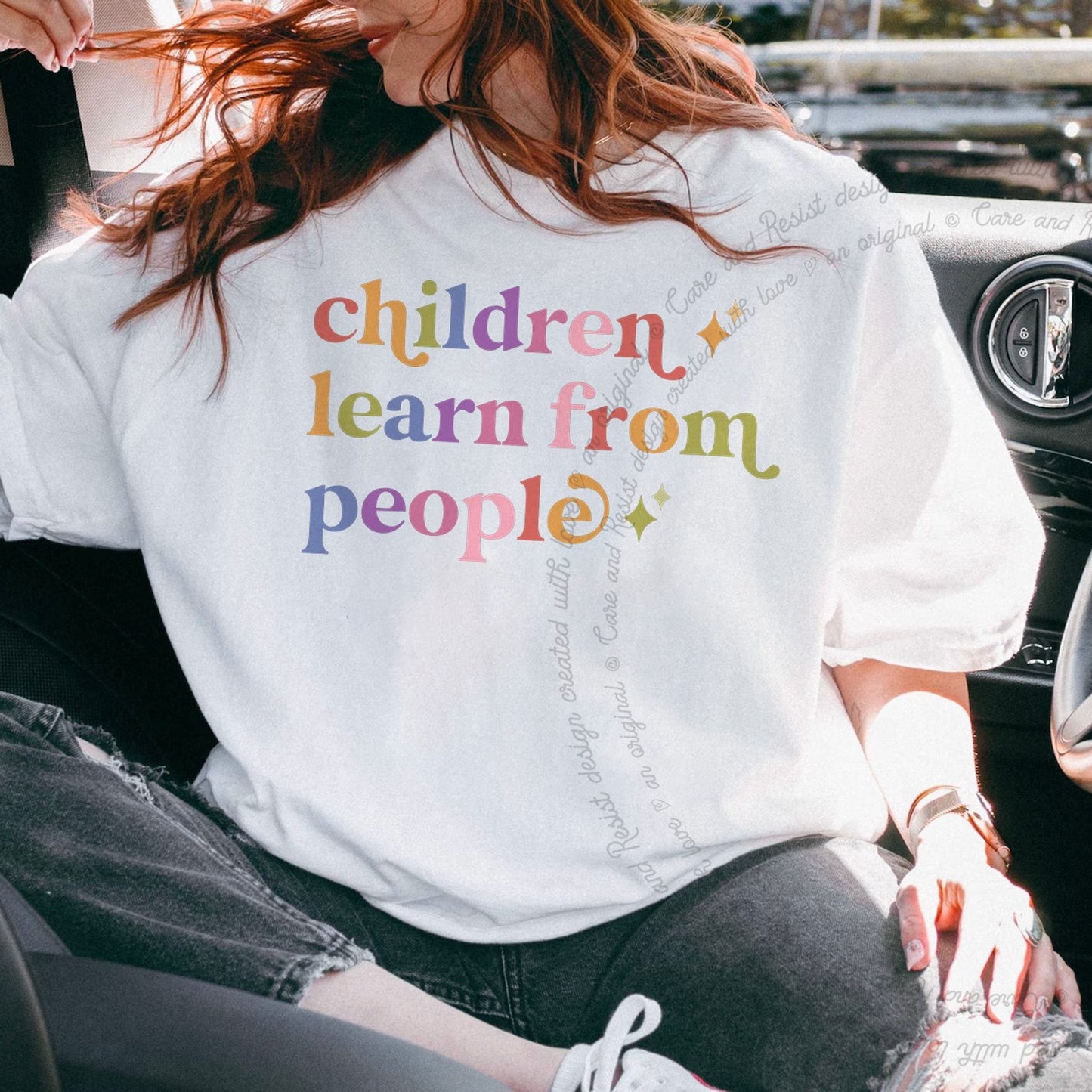 Children Learn From People Care & Resist rainbow tee