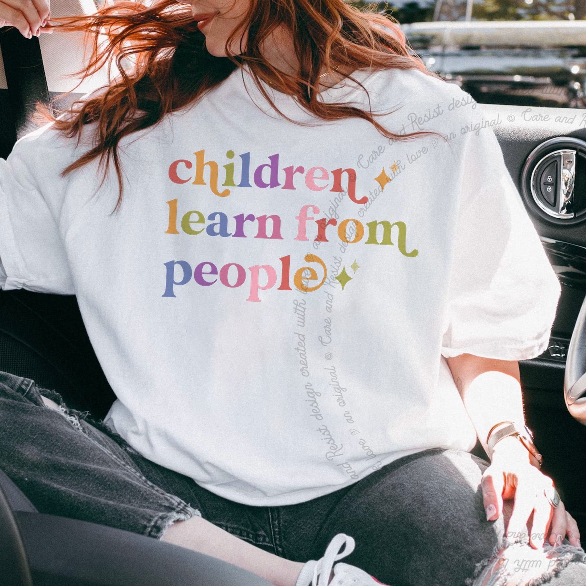 Children Learn From People Care & Resist rainbow tee