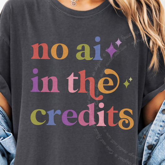 No Ai in the Credits Care & Resist progressive t-shirt in Graphite