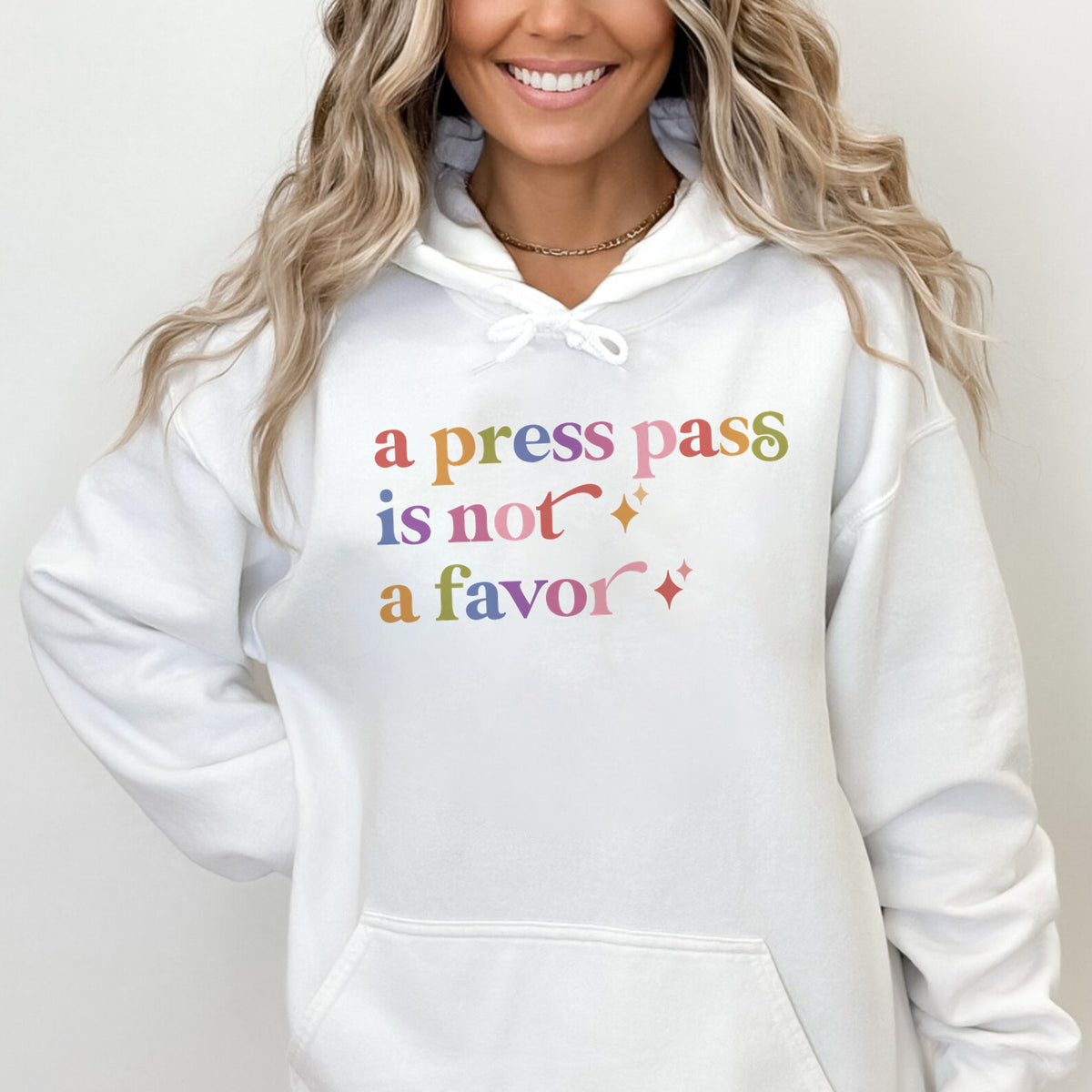 A Press Pass is not a Favor Care & Resist Gildan hoodie in White