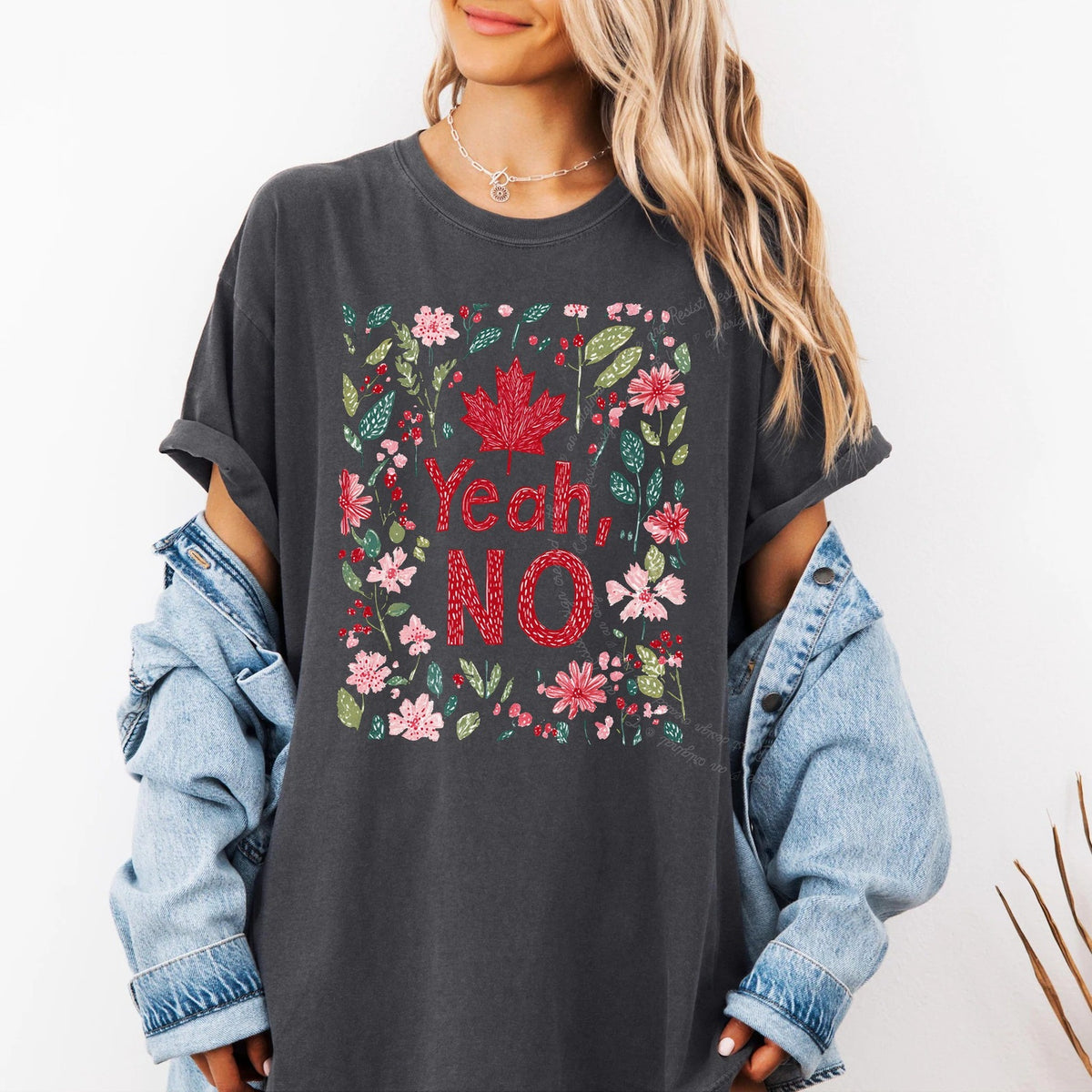 Yeah, No Care & Resist progressive t-shirt in Graphite