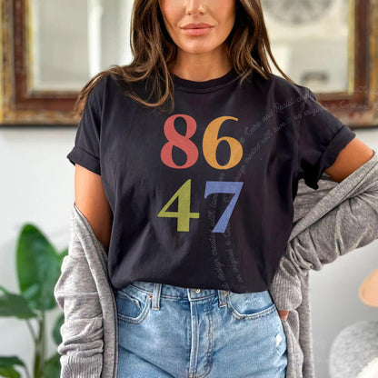 86 47 Care & Resist rainbow Comfort Colors tee, Black