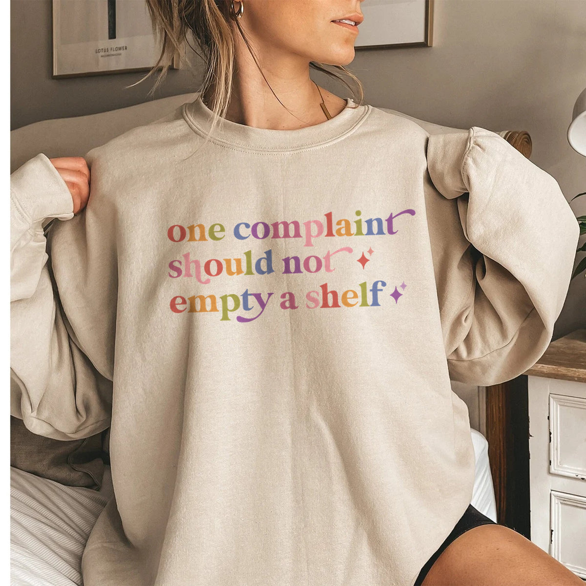 One Complaint Should not Empty a Shelf Care & Resist Gildan crewneck sweatshirt in Sand