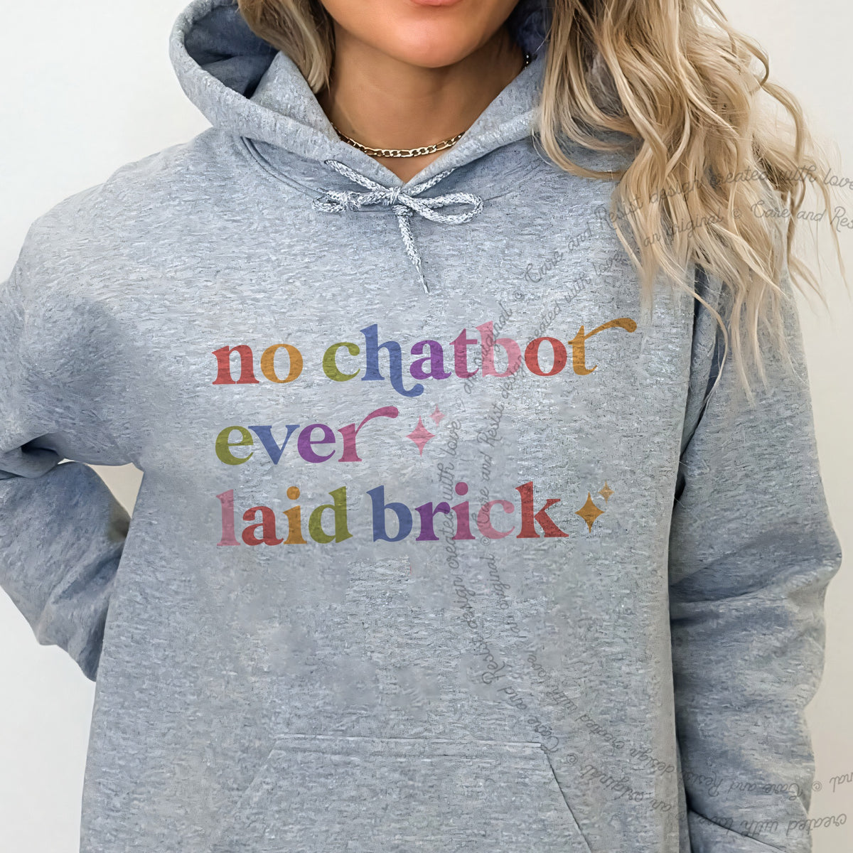 No Chatbot Ever Laid Brick Care & Resist Gildan hoodie in Sport Grey