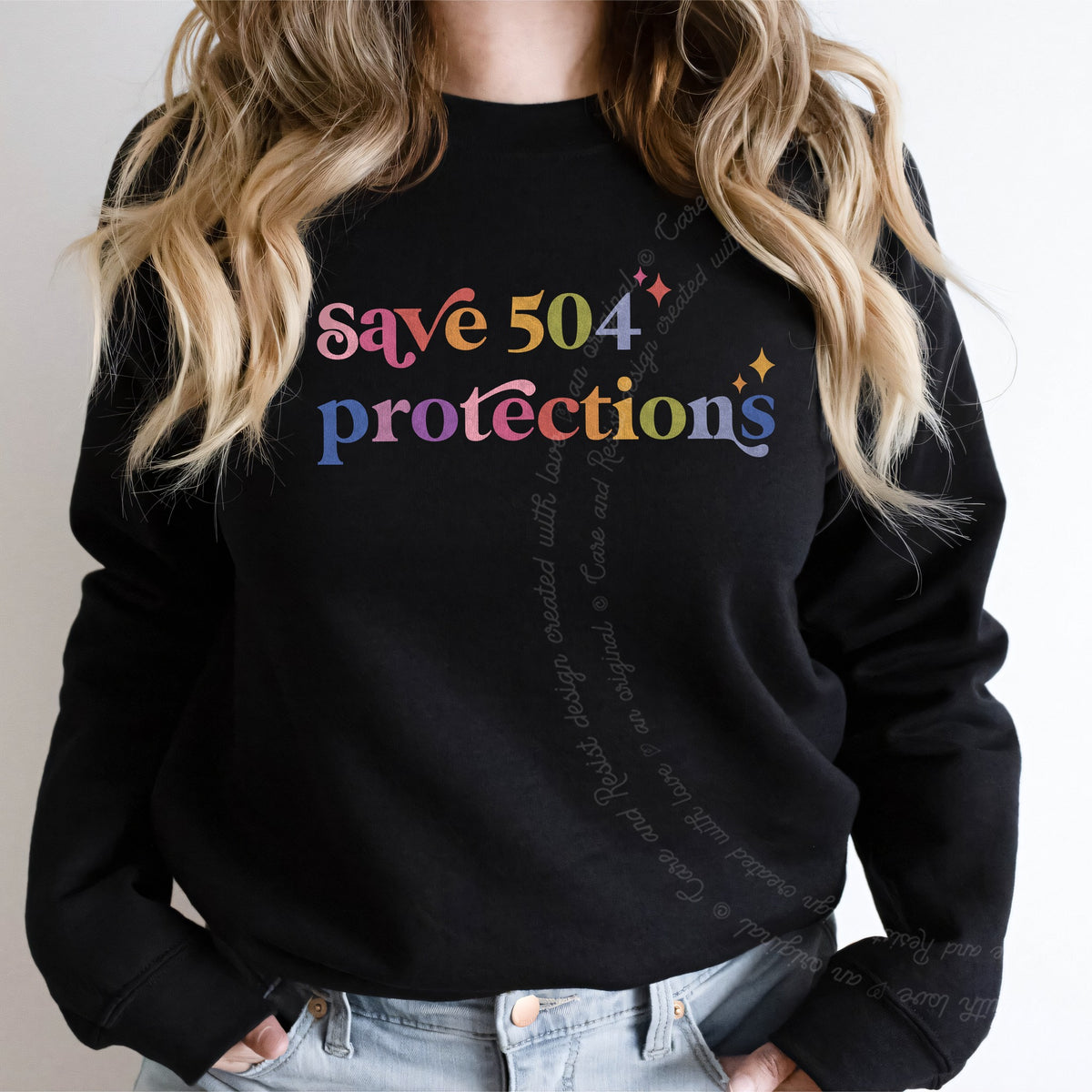 Save 504 Protections Care & Resist Gildan crewneck sweatshirt in Black