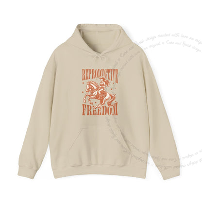 Reproductive Freedom Care & Resist Gildan hoodie in Sand