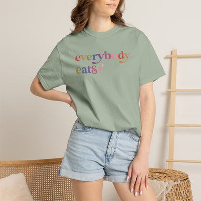 Everybody Eats Care & Resist rainbow Comfort Colors tee
