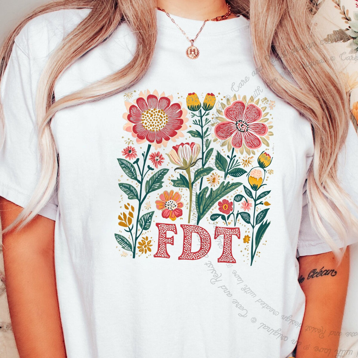 FDT Floral Care & Resist progressive t-shirt in White