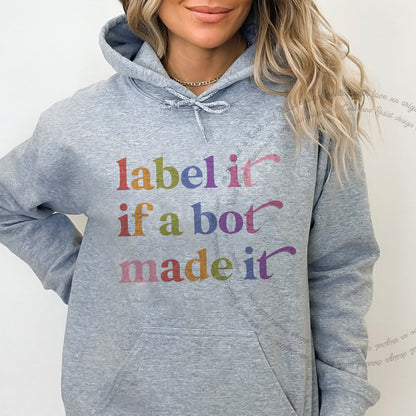 Label It If a Bot Made It Care & Resist Gildan hoodie in Sport Grey