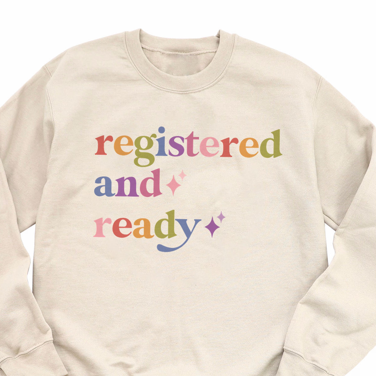 Registered and Ready Care & Resist Gildan crewneck sweatshirt in Sand
