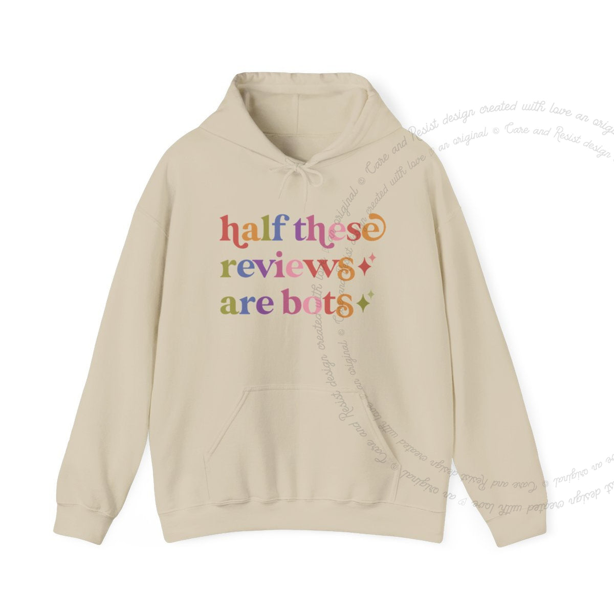 Half These Reviews are Bots Care & Resist Gildan hoodie in Sand