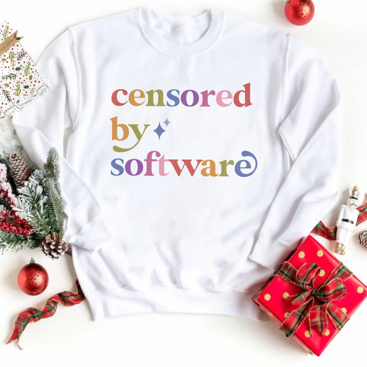 Censored By Software Care & Resist Gildan crewneck sweatshirt in White