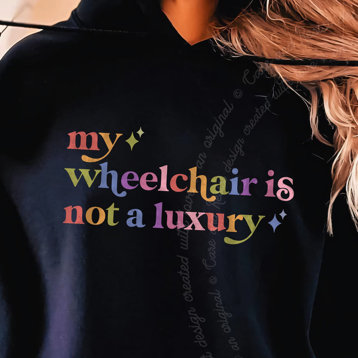 My Wheelchair is not a Luxury Care & Resist Gildan hoodie in Black