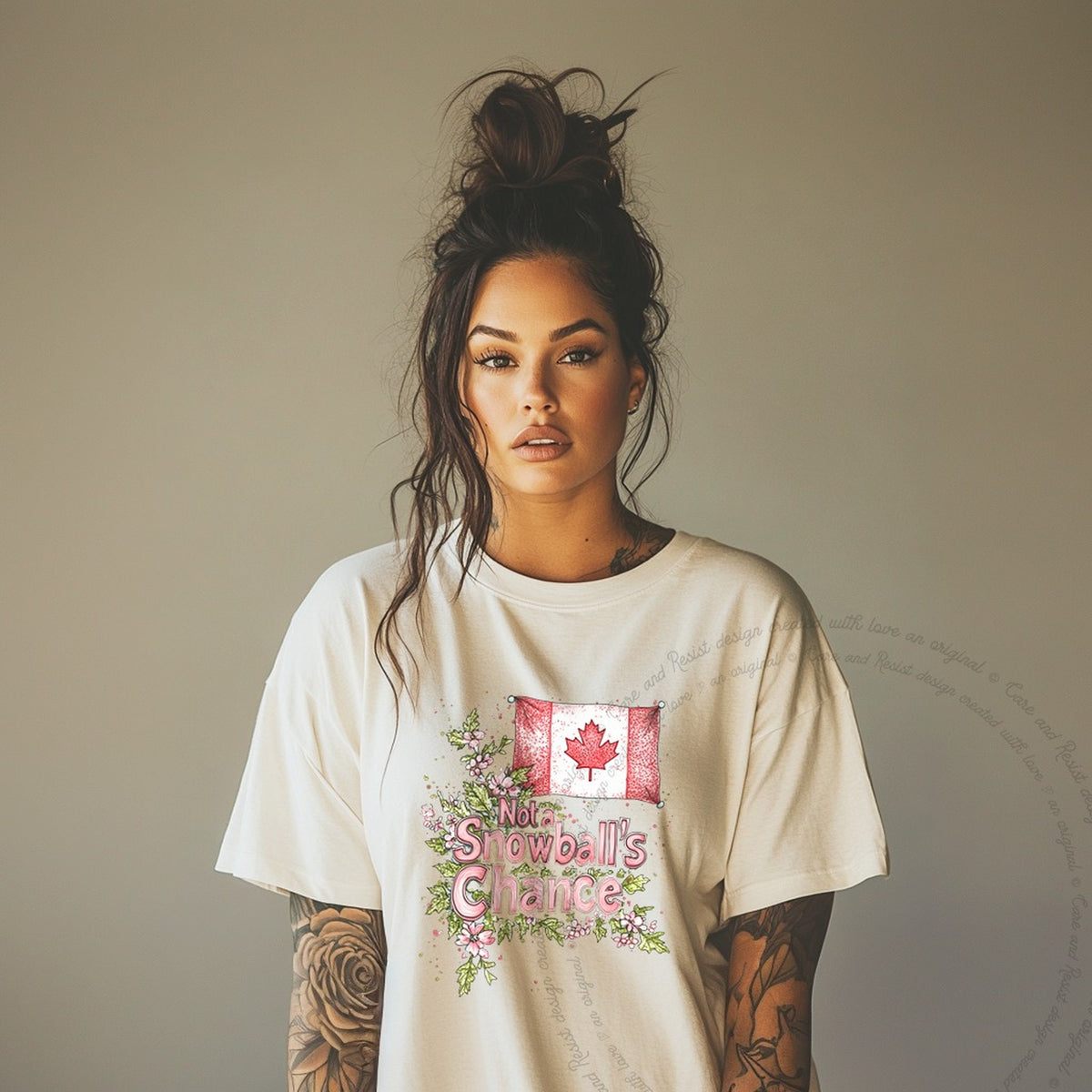 Not a Snowball's Chance Care & Resist progressive t-shirt in Ivory