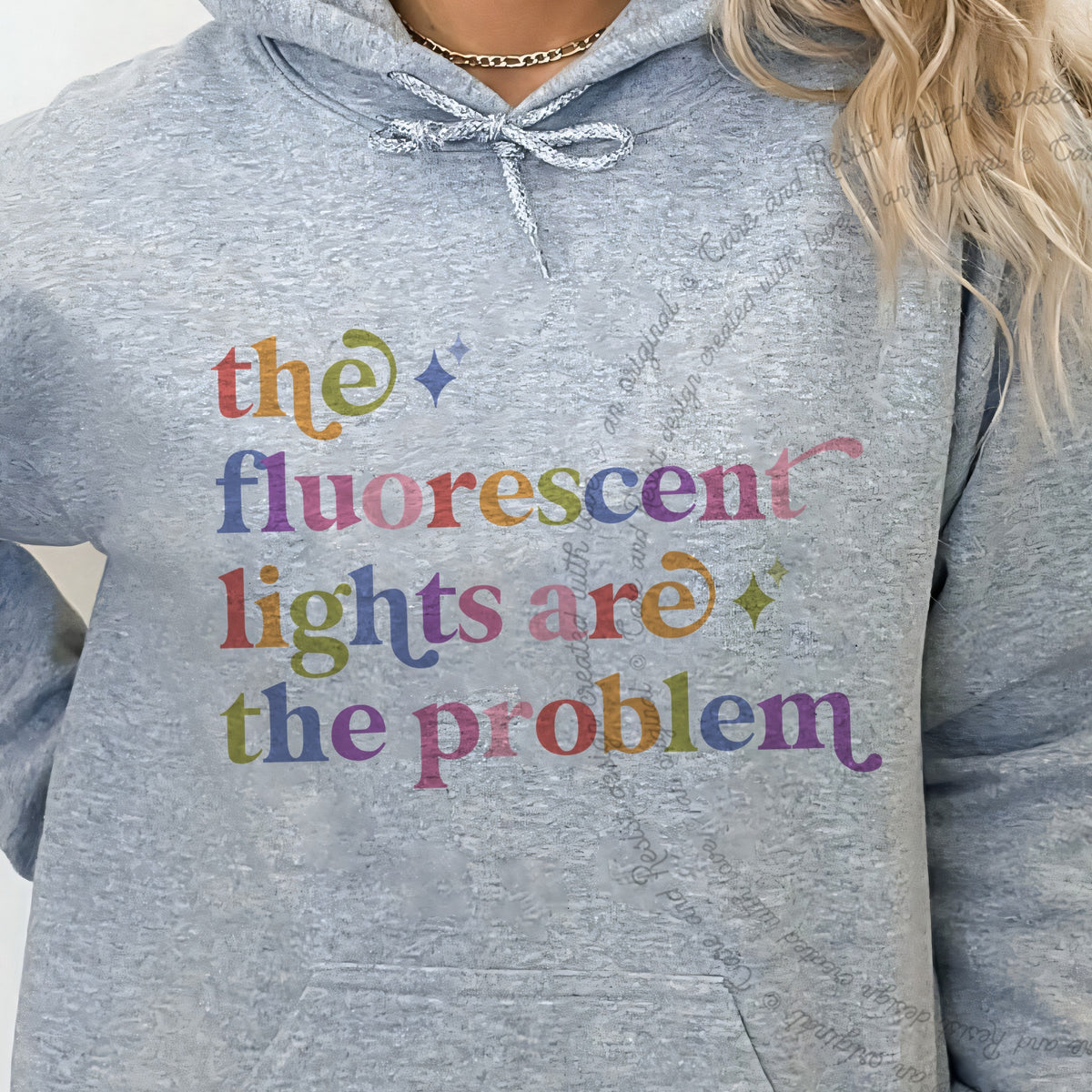 The Fluorescent Lights are the Problem Care & Resist Gildan hoodie in Sport Grey