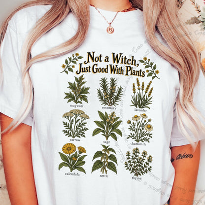 Not a Witch Just Good With Plants Care & Resist progressive t-shirt in White