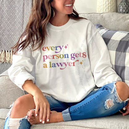 Every Person Gets a Lawyer Care & Resist Gildan crewneck sweatshirt in White