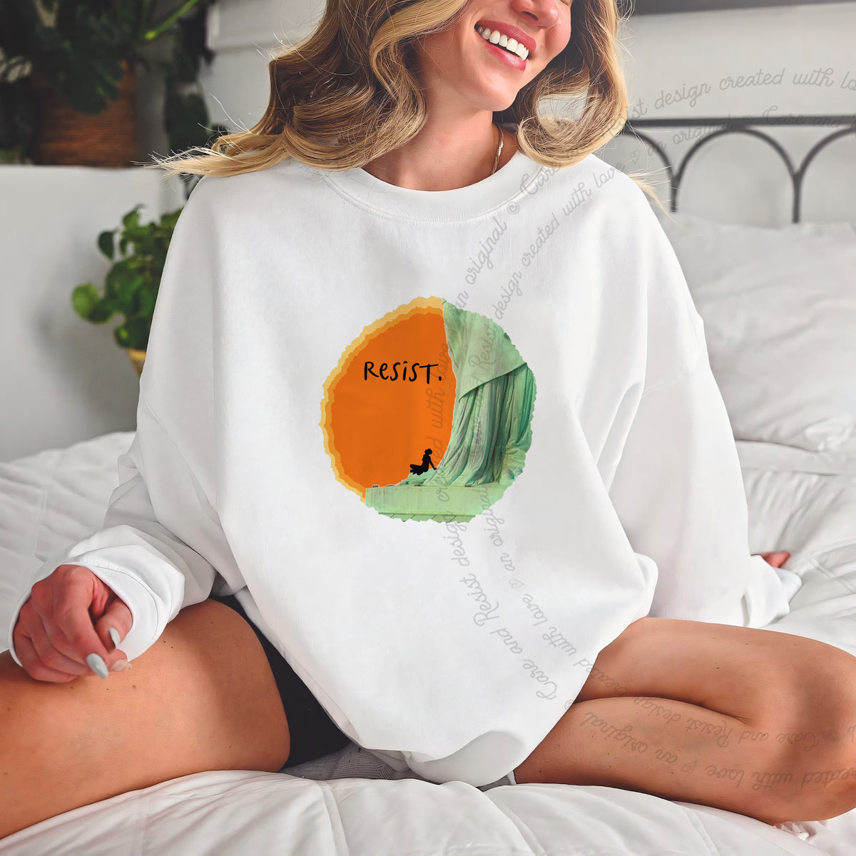 Resist Care & Resist Gildan crewneck sweatshirt in White