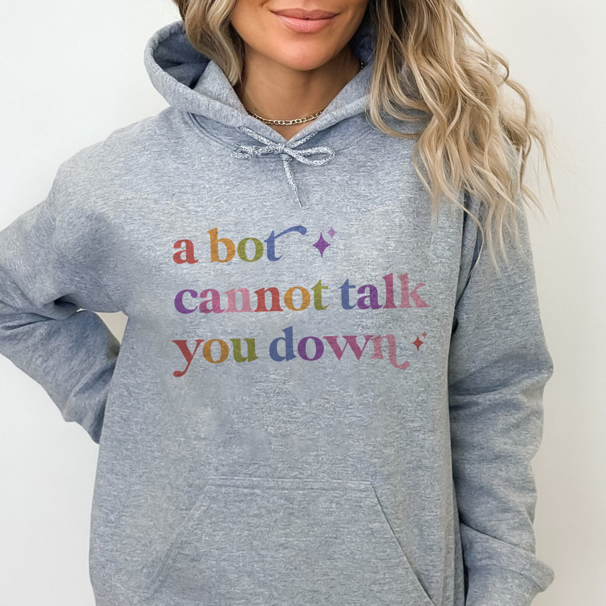 A Bot Cannot Talk You Down Care & Resist Gildan hoodie in Sport Grey