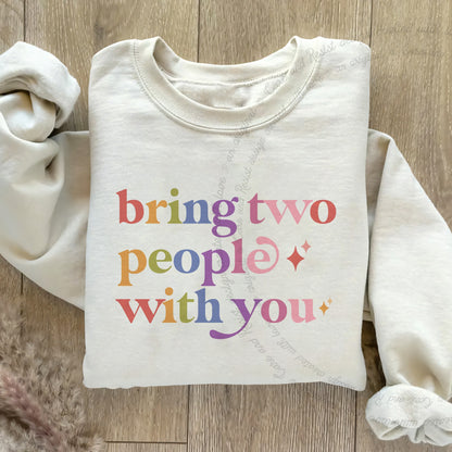 Bring Two People With You Care & Resist Gildan crewneck sweatshirt in Sand