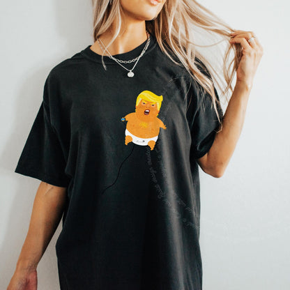 Trump Baby Blimp Care & Resist progressive t-shirt in Black