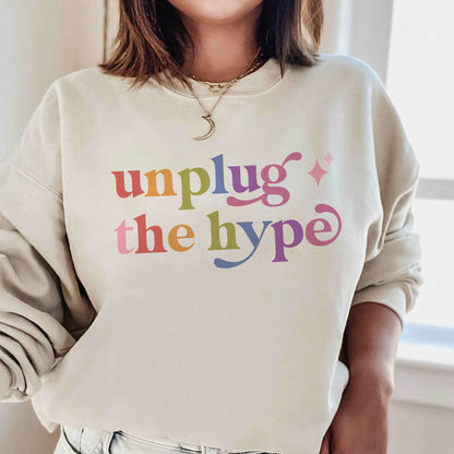 Unplug the Hype Care & Resist Gildan crewneck sweatshirt in Sand