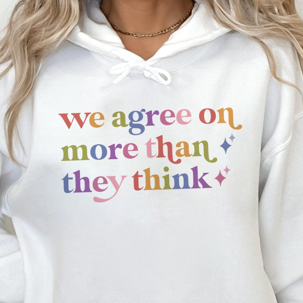 We Agree on More Than They Think Care & Resist Gildan hoodie in White