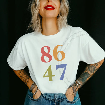 86 47 Care & Resist rainbow Comfort Colors tee, White