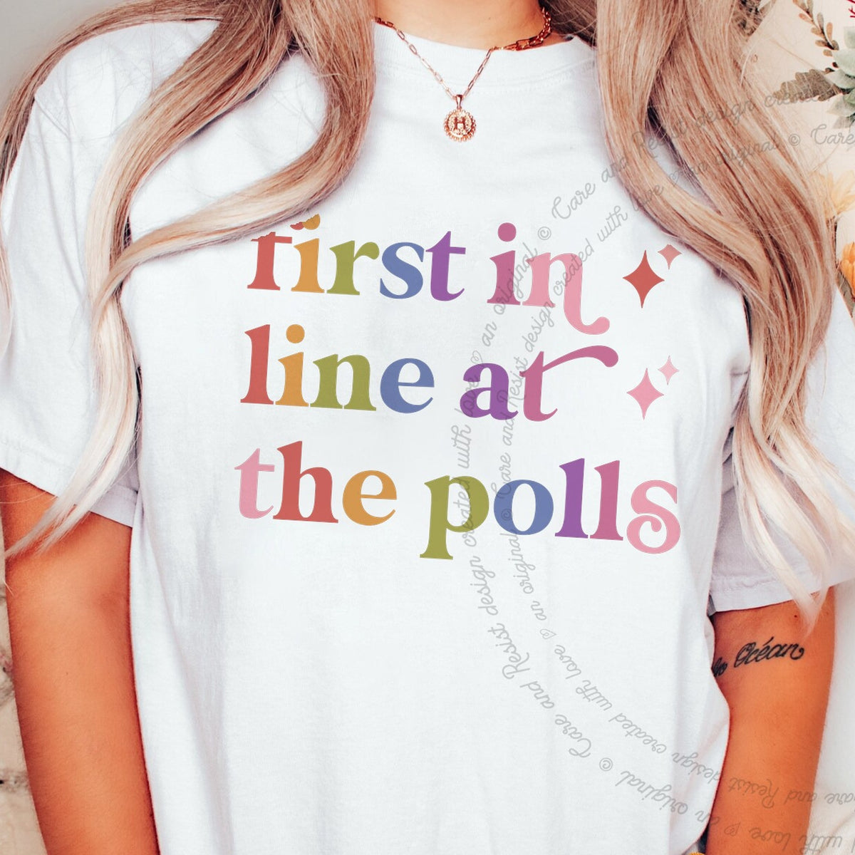 First in Line At the Polls Care & Resist tee in White
