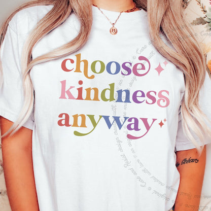Choose Kindness Anyway Care & Resist rainbow Comfort Colors tee, White