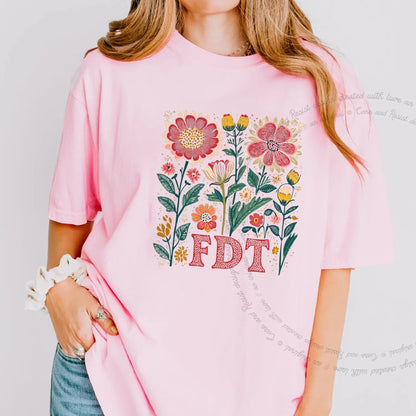FDT Floral Care & Resist progressive t-shirt in Blossom