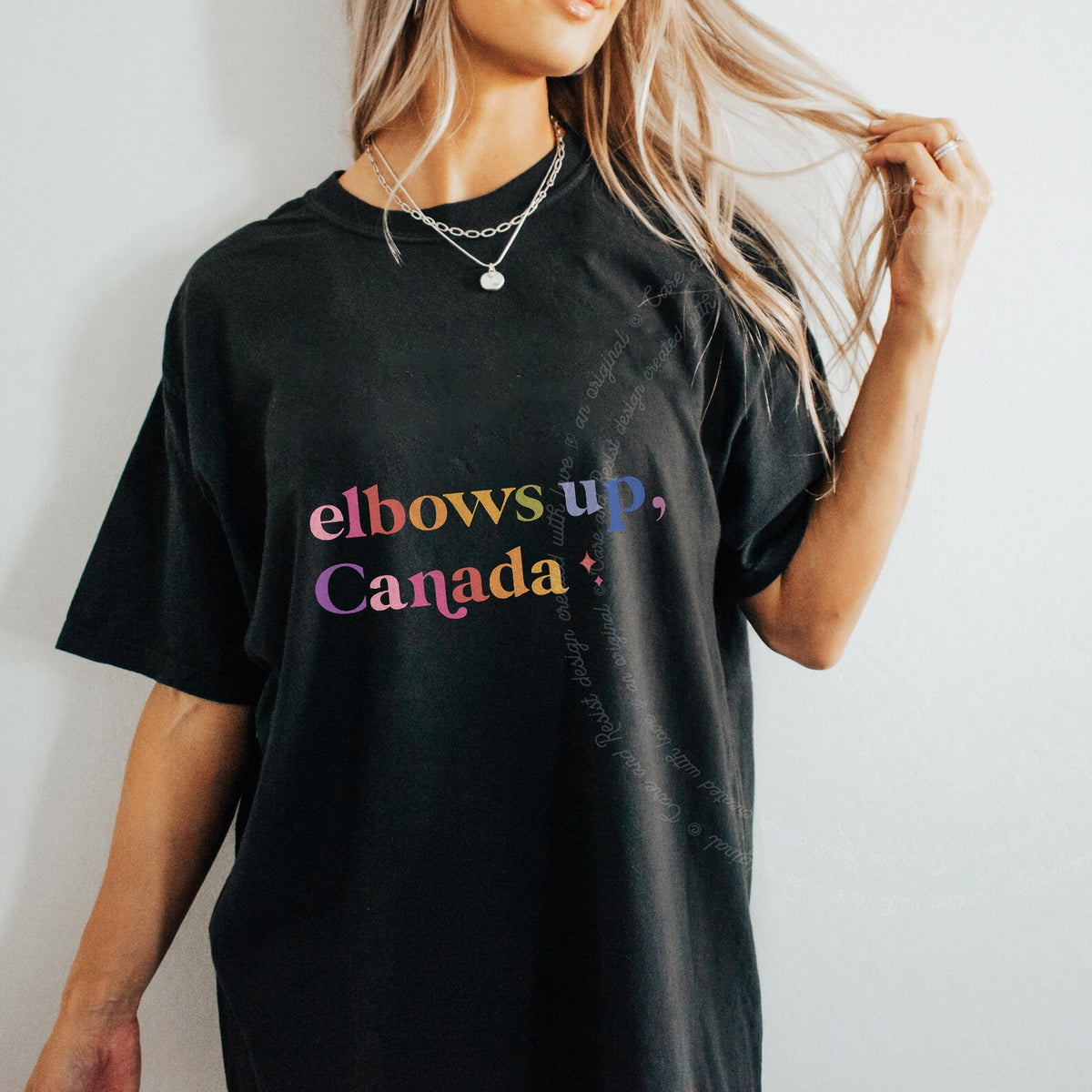 Elbows Up, Canada Care & Resist progressive t-shirt in Black