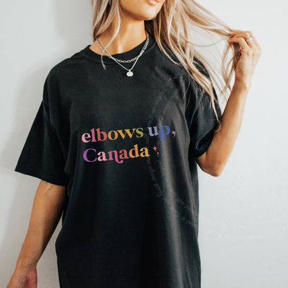 Elbows Up, Canada Care & Resist progressive t-shirt in Black